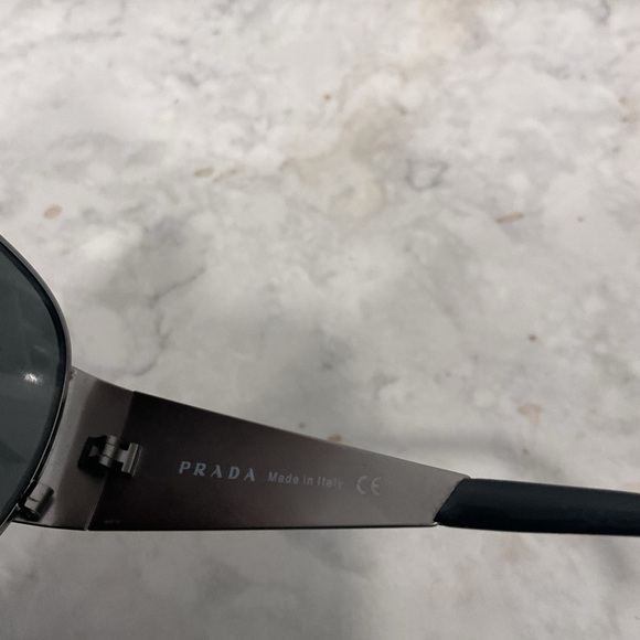 Final Sale! Prada Vintage Aviator Crystal Wrap Gray Black Moto Sunglasses Y2K - Picture 5 of 6